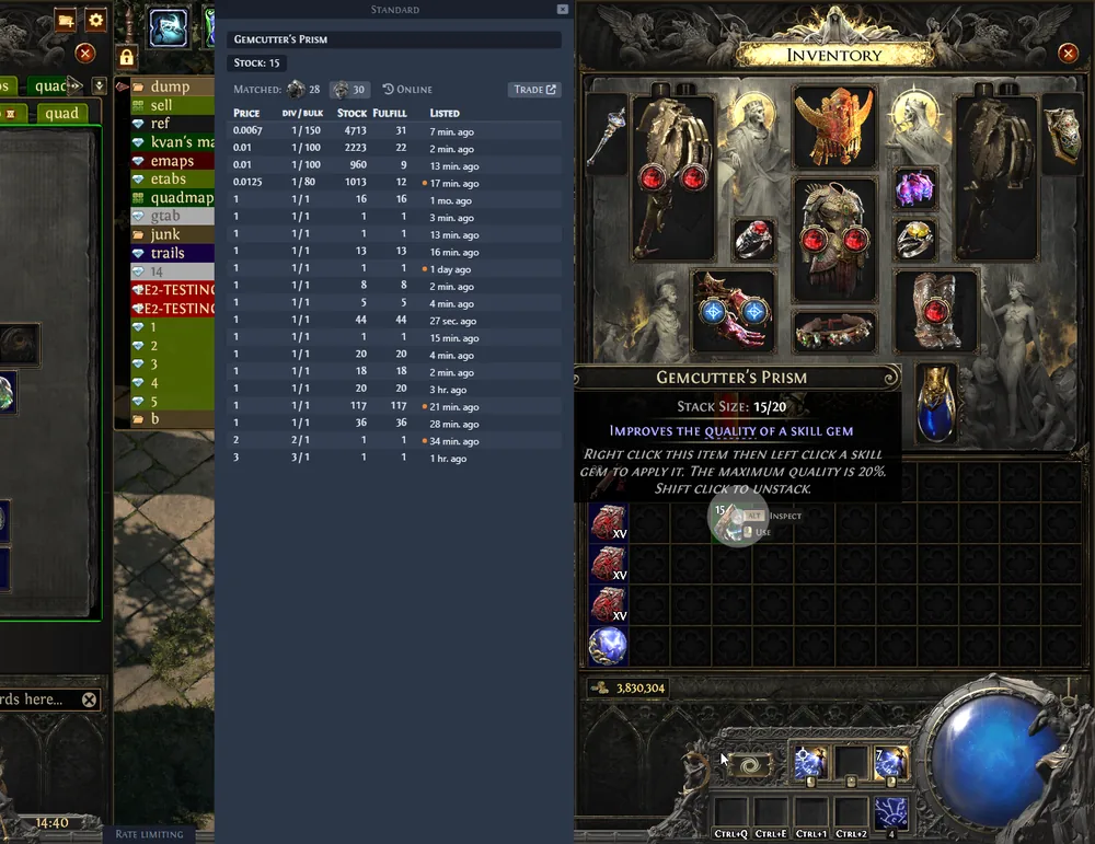 Ricerca di valuta e offerte in Exiled Exchange 2